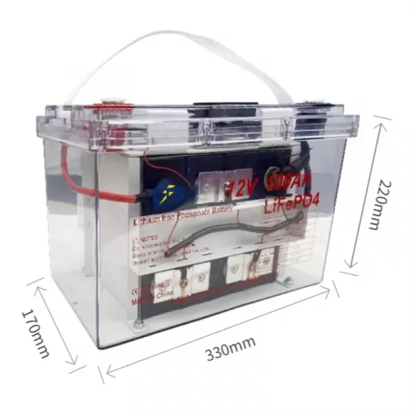 12.8V 100Ah Marine Battery Clear Case Dimensions (330x172x215mm)
