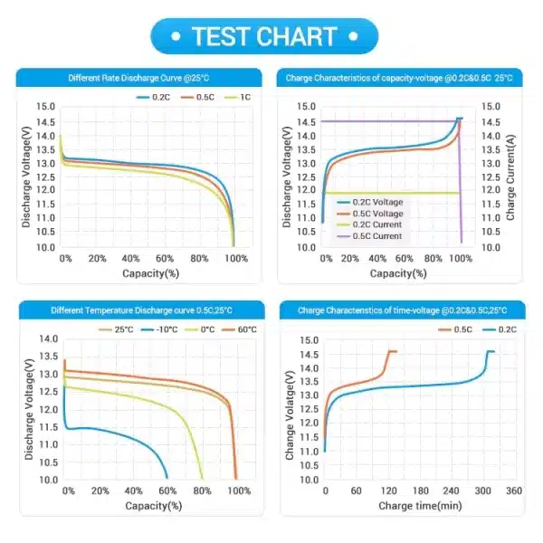 LTS Transparent Battery 100Ah Discharge and Charge Performance Test Chart