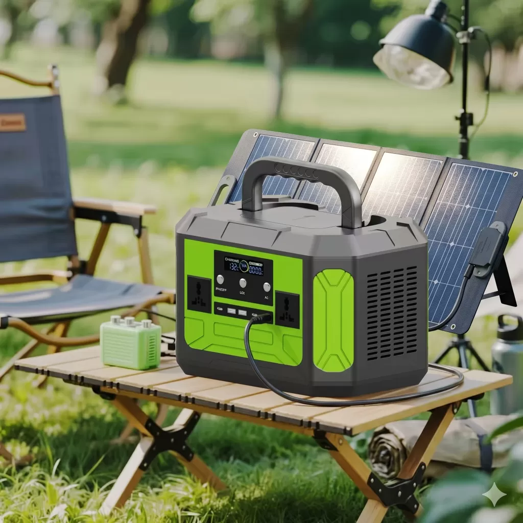 Wholesale LiFePO4 portable power station with foldable solar panel kit for off-grid camping