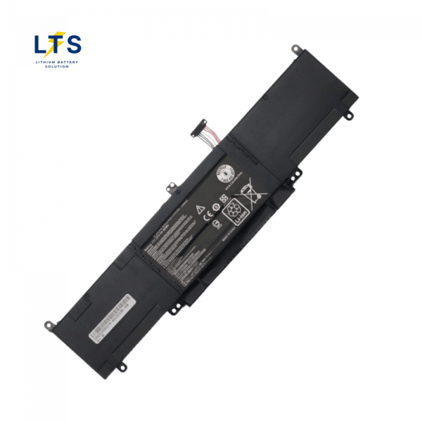 Asus ZenBook UX303 battery replacement diagonal full profile with safety labels