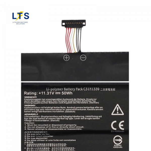 Asus C31N1339 battery factory printed specs 11.31V 50Wh label and connector