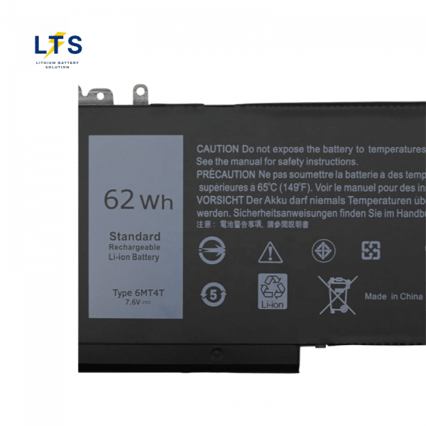 Dell Latitude E5570 battery replacement 62Wh 7.6V Type 6MT4T rating label